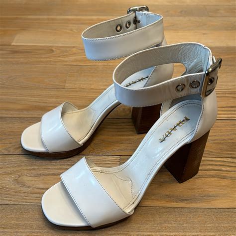 white leather heeled sandals